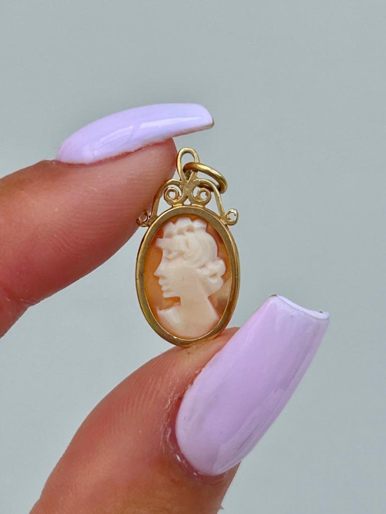 9ct Gold Cameo Earrings and Pendant Suite/Set - Image 3 of 4