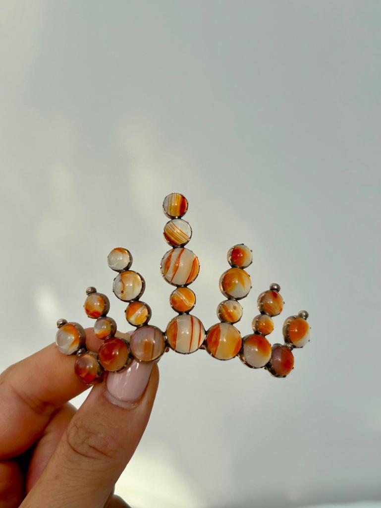 Large Victorian Era Agate Gold Tiara Brooch