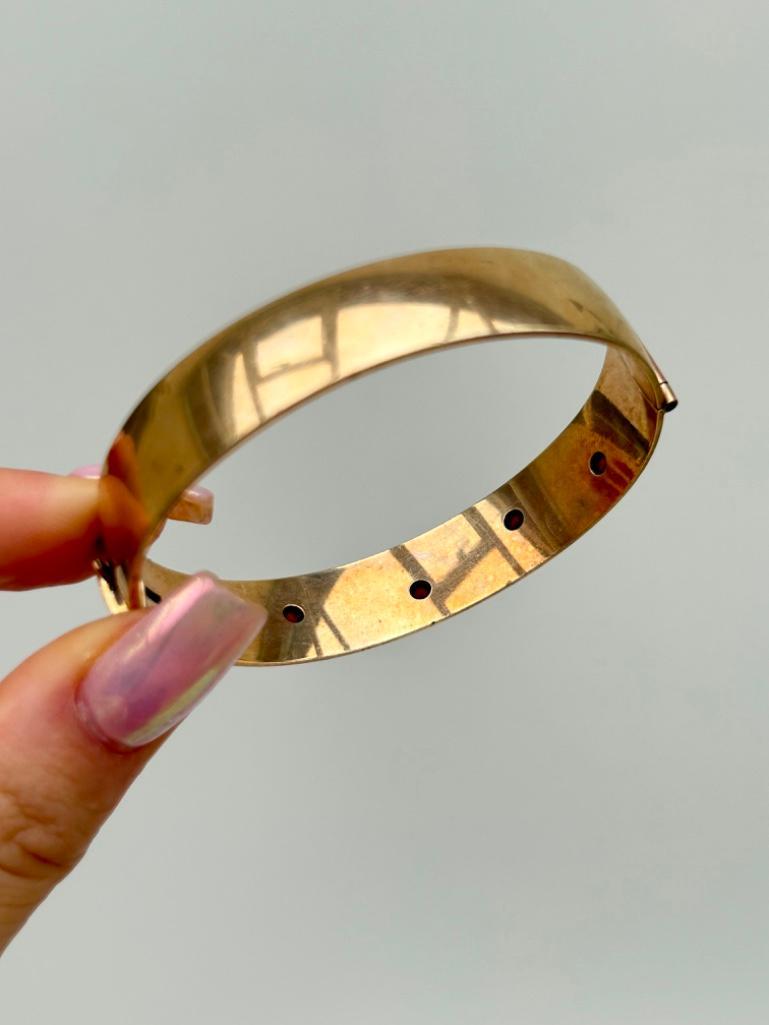 Vintage 9ct Rolled Gold Stone Set Bangle Bracelet - Image 6 of 9