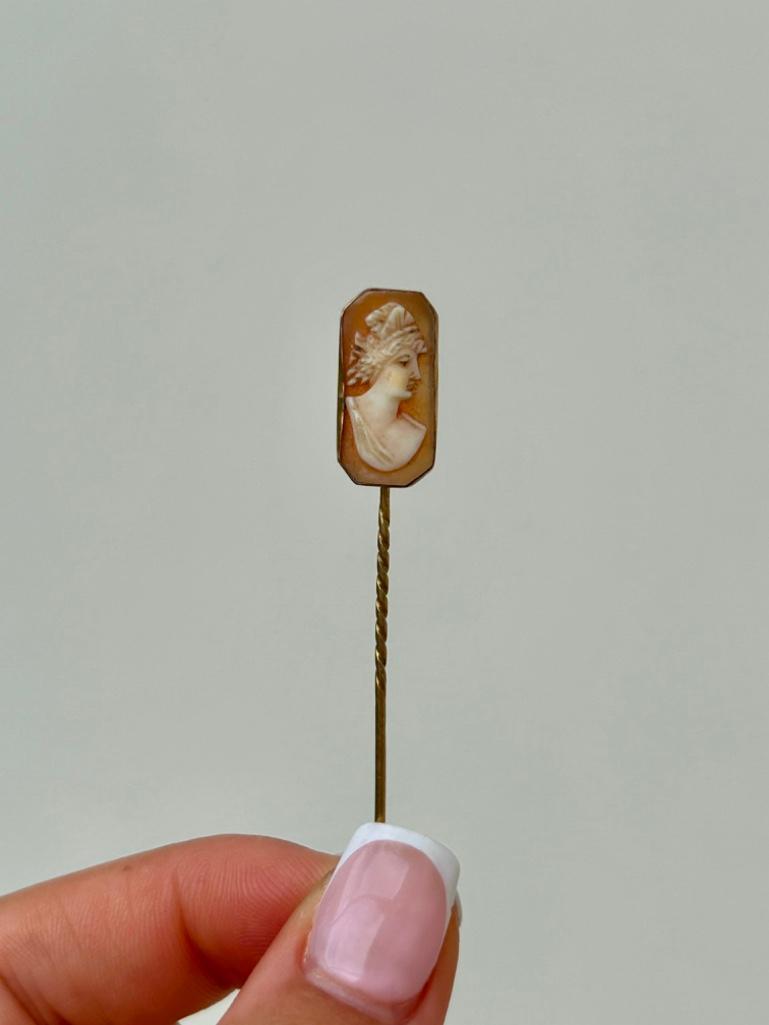 Antique Boxed Cameo Gold Stick Pin Brooch - Image 4 of 5