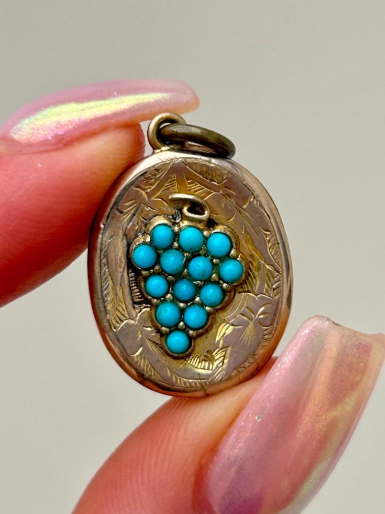 Sweet Antique Turquoise Locket Pendant