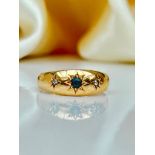 18ct Yellow Gold Sapphire and Diamond Starburst 3 Stone Ring