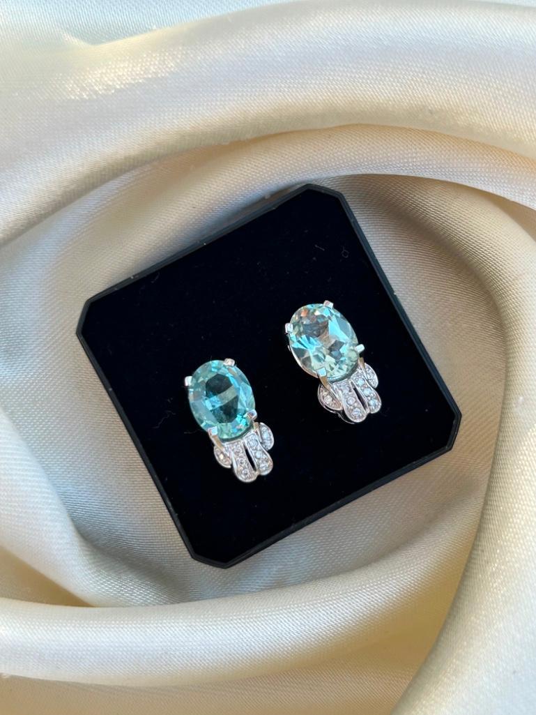 Outstanding Aquamarine and Diamond 18ct White Gold Large Earrings - Image 4 of 6