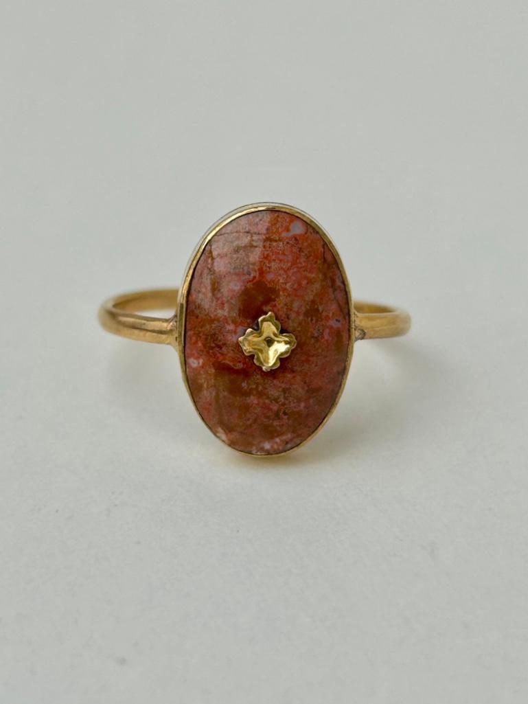 Antique Yellow Gold Agate Signet Ring - Image 3 of 5