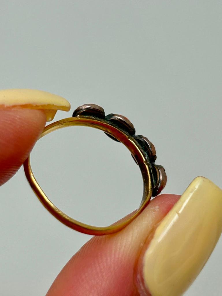 Antique Coral Half Hoop Ring in Gold - Image 5 of 6