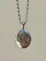 Antique Silver Victorian Locket and Chunky Chain Necklace