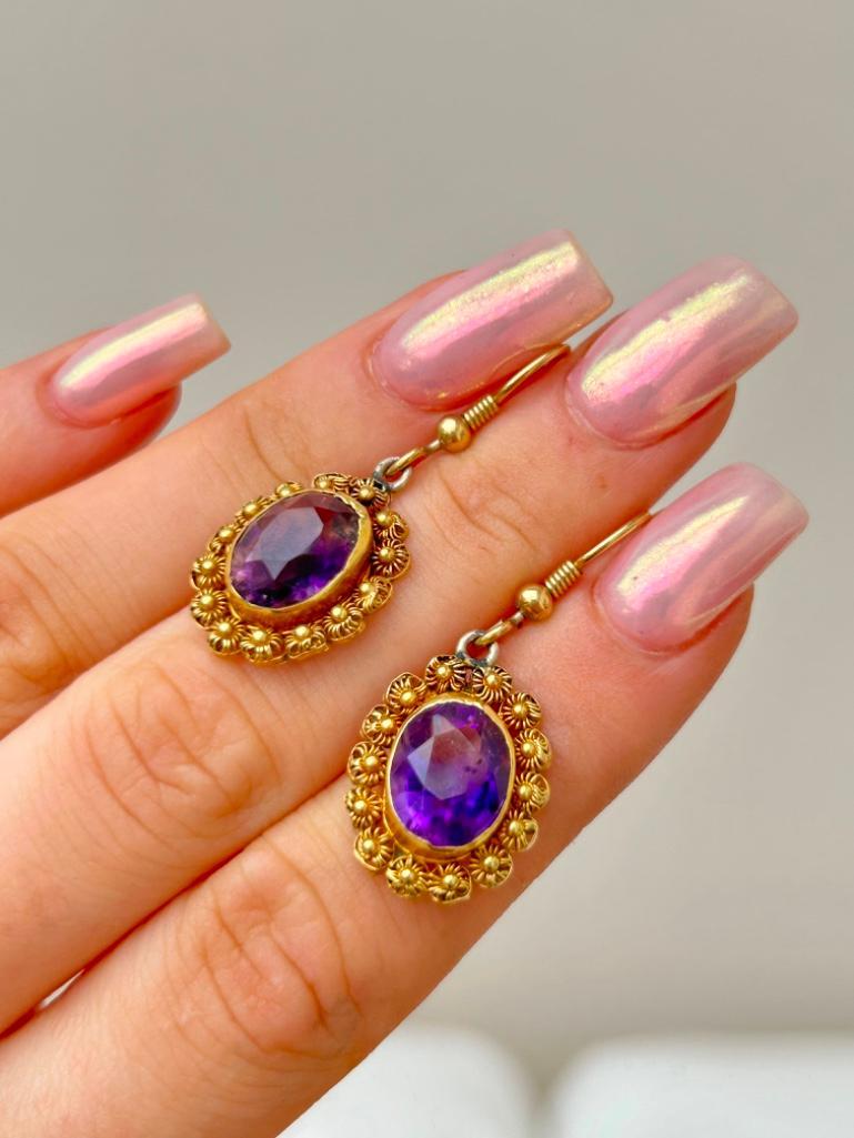 Boxed Gold and Amethyst Earrings - Image 5 of 6