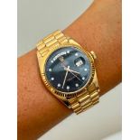 18ct Rose Gold Diamond Rolex Watch 1803 Day Date Factory Black Dial