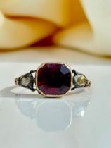 Georgian Era Garnet and Diamond Gold Ring