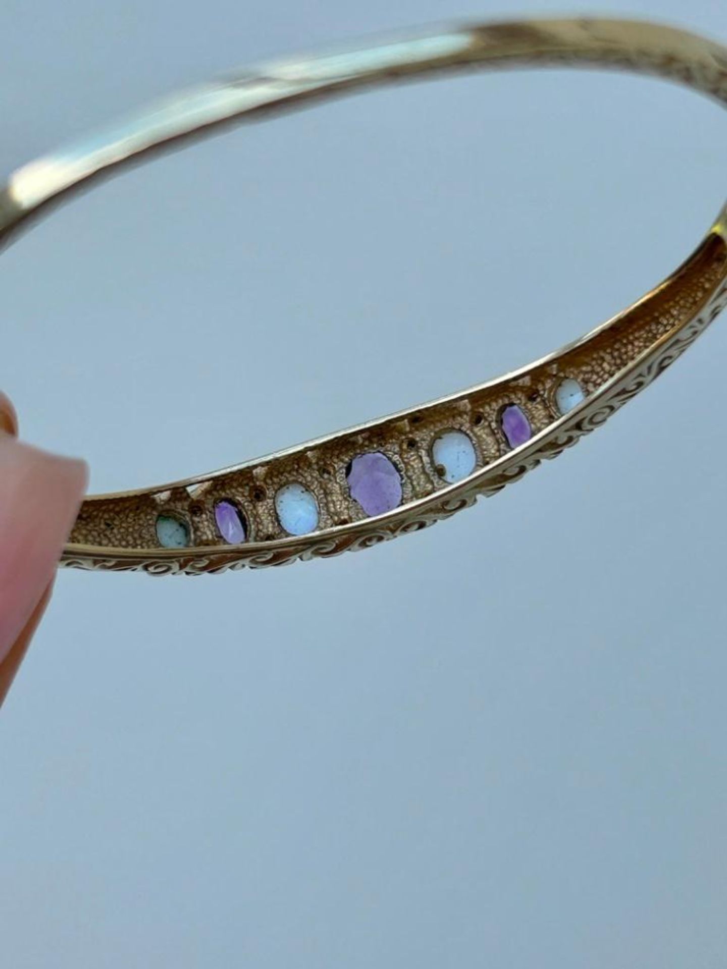 Wonderful Gold Amethyst and Opal Bangle/ Bracelet - Image 5 of 7