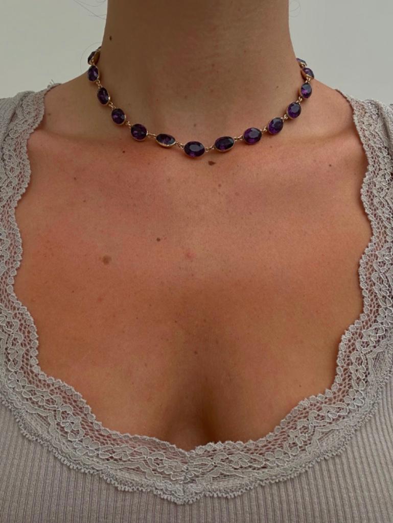 Antique Foiled Amethyst Riviere Necklace - Image 2 of 6