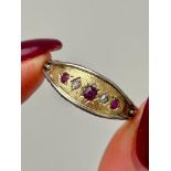 Chunky 18ct Gold Ruby and Diamond 5 Stone Ring