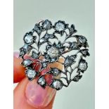 Wonderful Antique Diamond Tulip Flower Pendant / Brooch