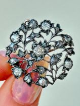 Wonderful Antique Diamond Tulip Flower Pendant / Brooch