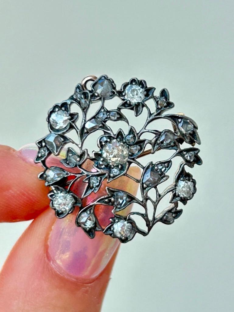 Wonderful Antique Diamond Tulip Flower Pendant / Brooch - Image 7 of 8