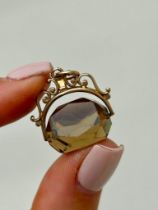 Gold Citrine Fob Swivel Pendant