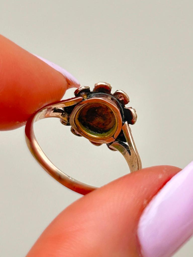 Georgian Era Flat Cut Garnet and Pearl Gold Ring - Image 6 of 6