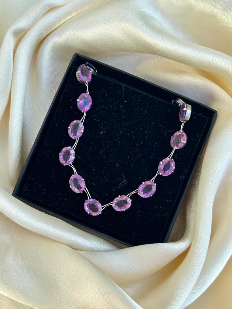 Wonderful Purple Paste Riviere Necklace - Image 5 of 5