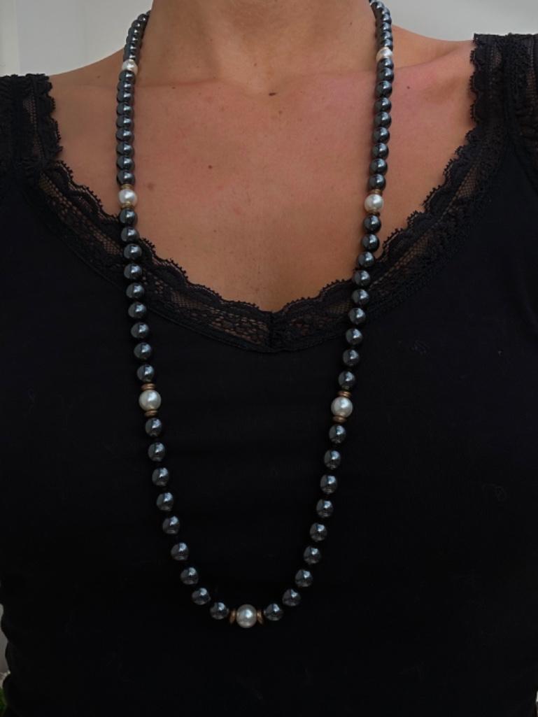 Hematite and Pearl Necklace and Earrings Set - Image 8 of 8