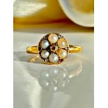 Antique Gold Rose Cut Diamond and Pearl Ring