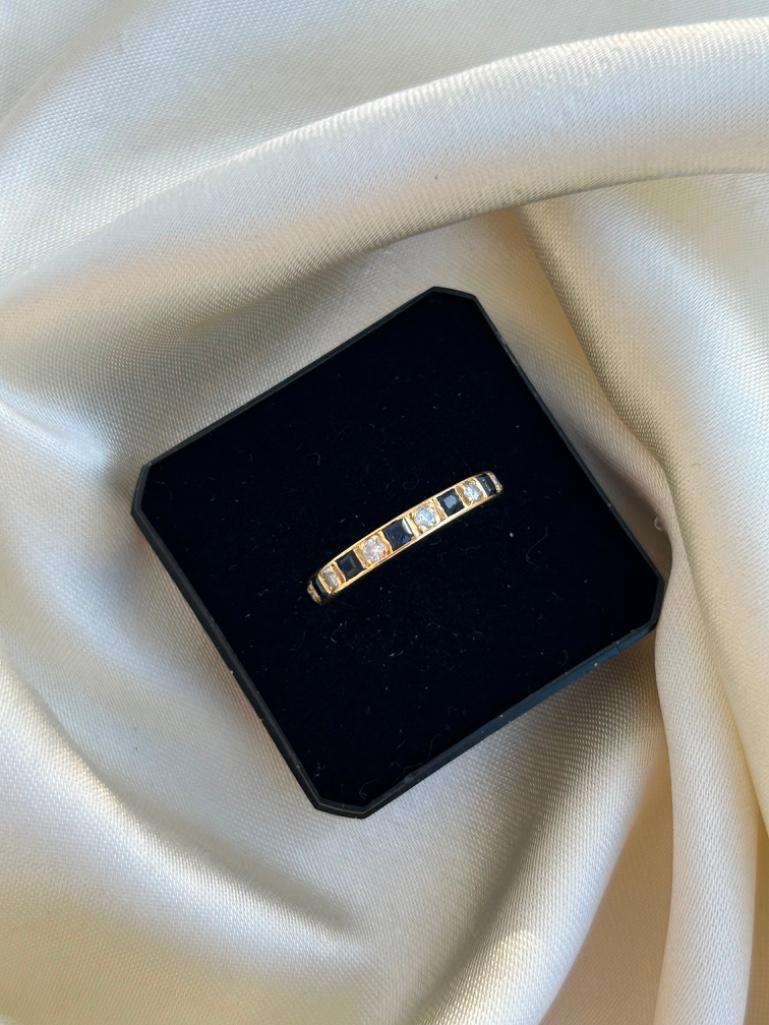 Vintage Sapphire and Diamond Full Eternity Band Ring in 18ct Gold - Bild 4 aus 6