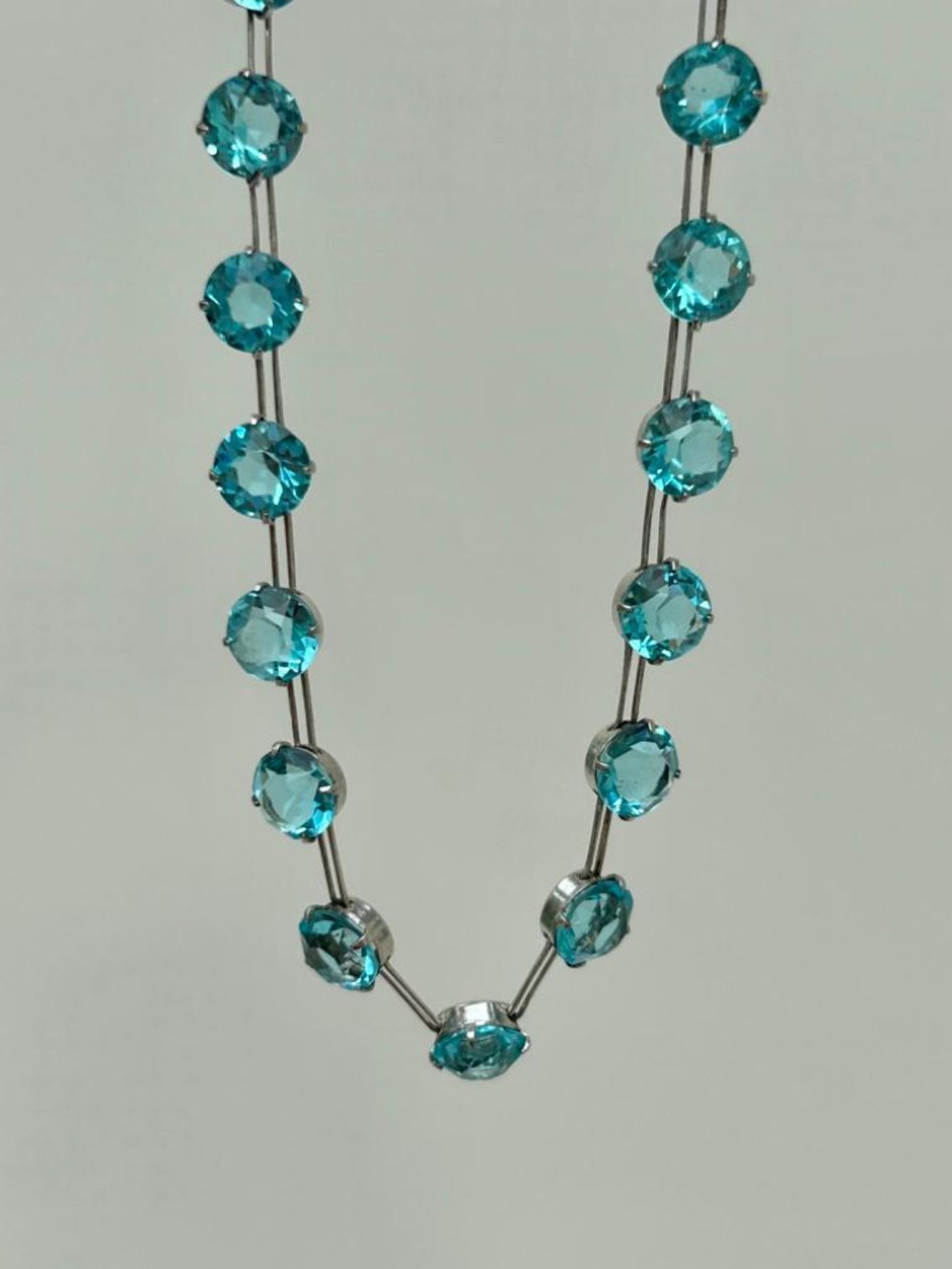 Vintage Blue Riviere Necklace in Silver