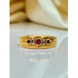Antique c.1901 18ct Yellow Gold Ruby and Diamond Ring