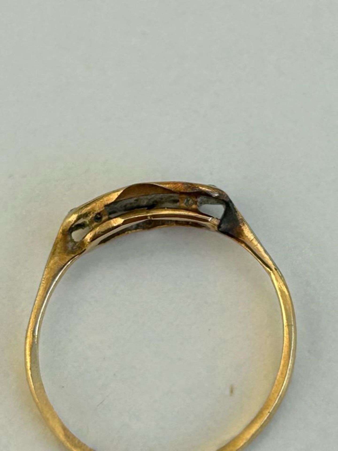 Art Deco 18ct Yellow Gold and Platinum Diamond Ring - Image 6 of 6