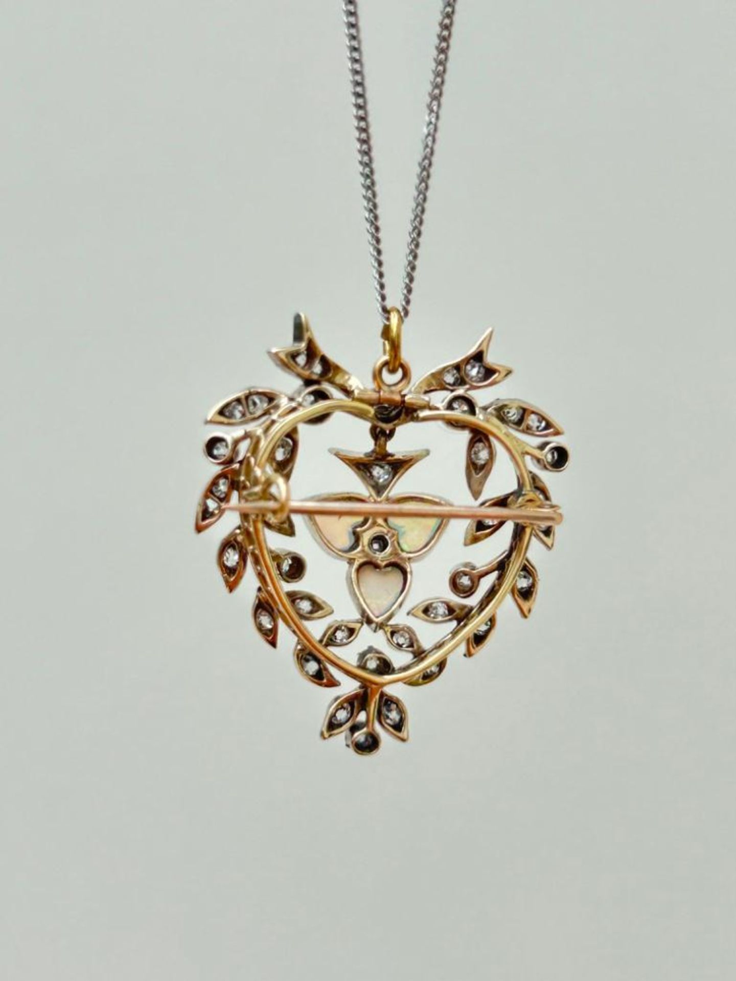 Incredible Antique Opal and Diamond Pendant on Platinum Chain in Original Fitted Box - Image 7 of 11