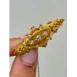Antique 15ct Yellow Gold Diamond 3 Star Bar Brooch