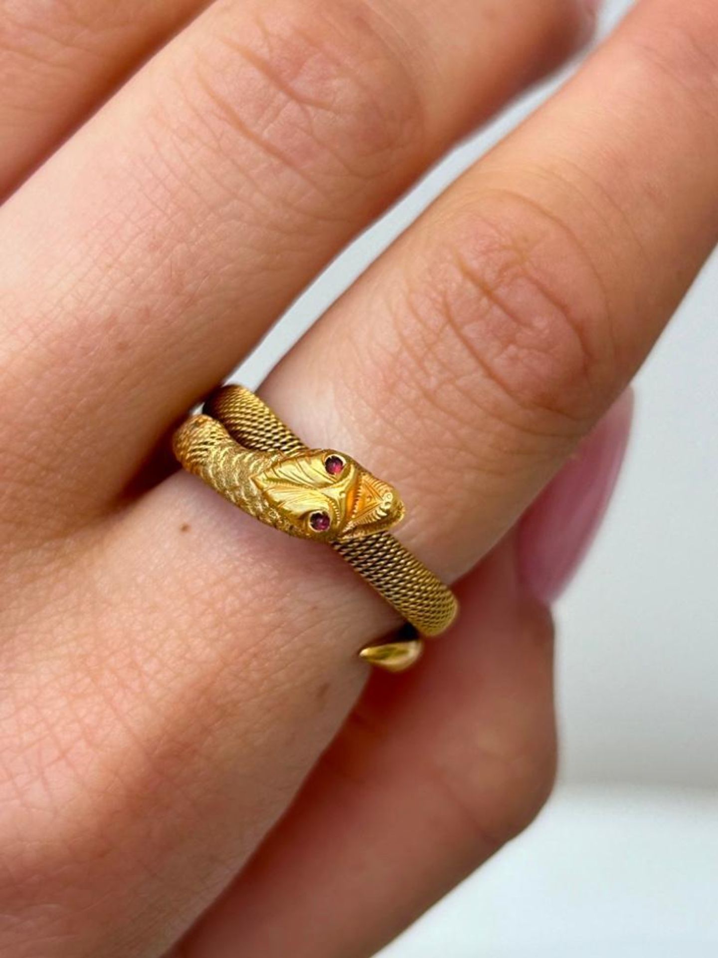 Antique Gold Coiled Snake Ring - Image 4 of 7