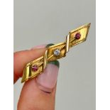 Antique Ruby and Diamond Bar Brooch