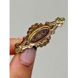 Antique Yellow Gold Ruby and Diamond Locket Back Star Bar Brooch
