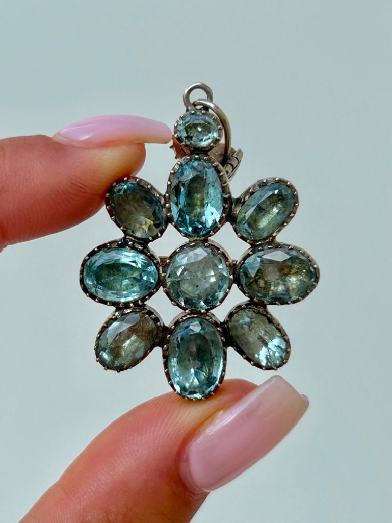 Antique Gold Foiled Aquamarine Removable Bale Pendant / Brooch - Image 5 of 5