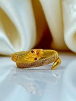 Antique Gold Coiled Snake Ring