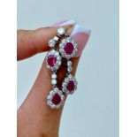 Stunning 18ct White Gold Ruby and Diamond Drop Earrings with Heart Detail Gallery