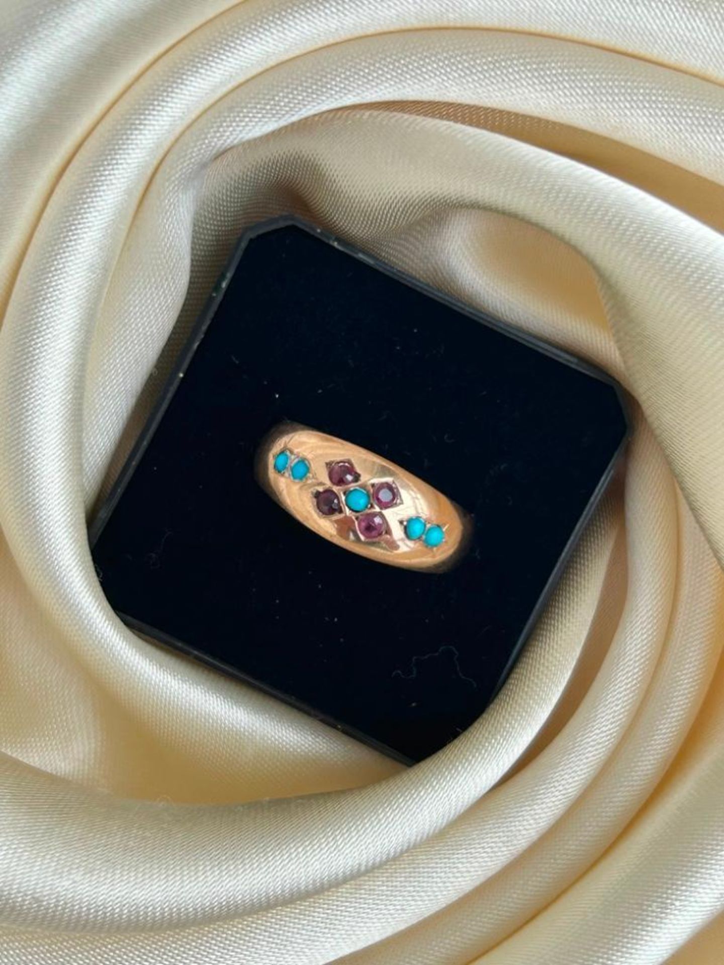 Unusual Antique 9ct Gold Turquoise Ring - Image 6 of 6