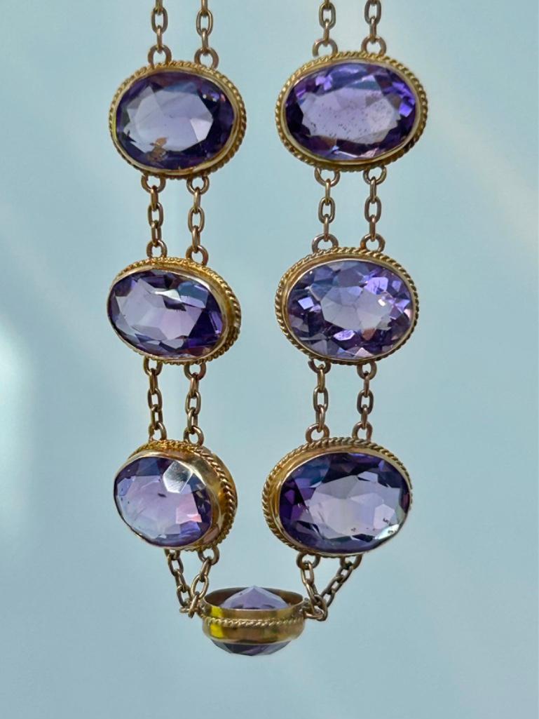9ct Gold Amethyst Riviere Style Bracelet - Image 5 of 8