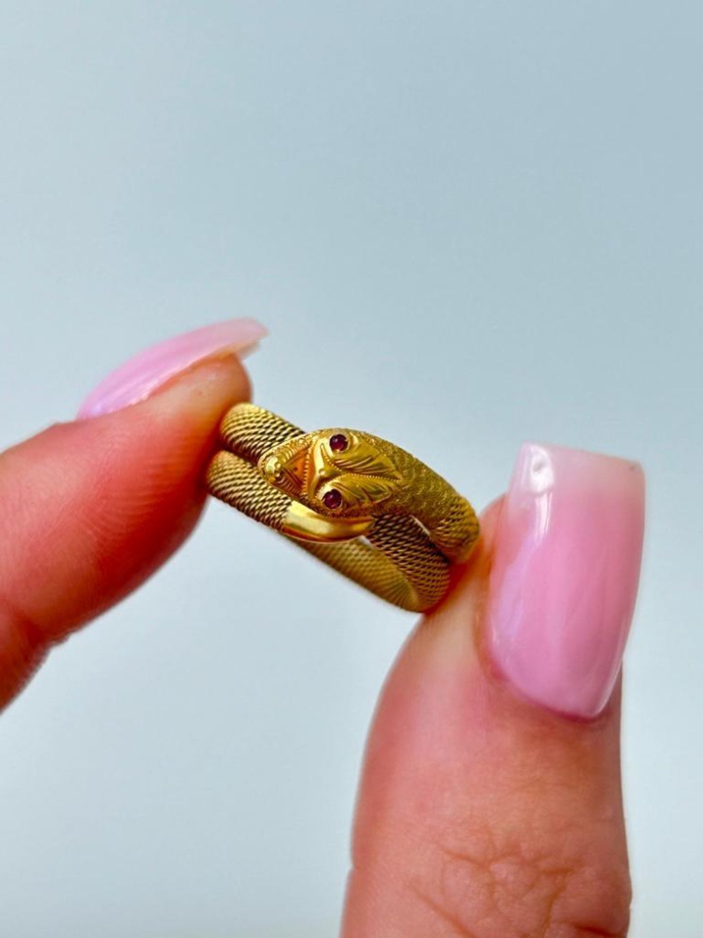 Antique Gold Coiled Snake Ring - Image 3 of 7