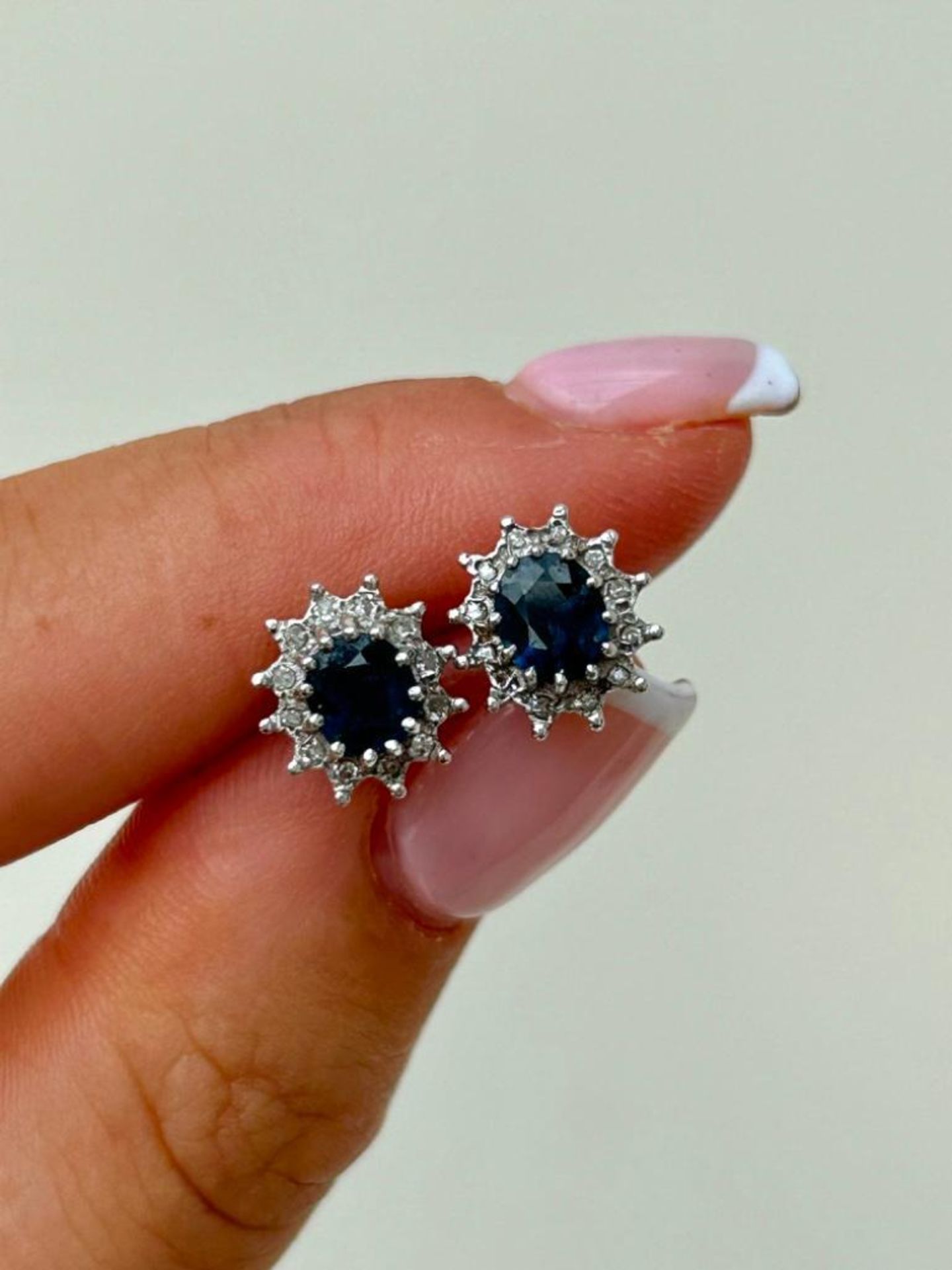Sapphire and Diamond Cluster Earrings in Gold