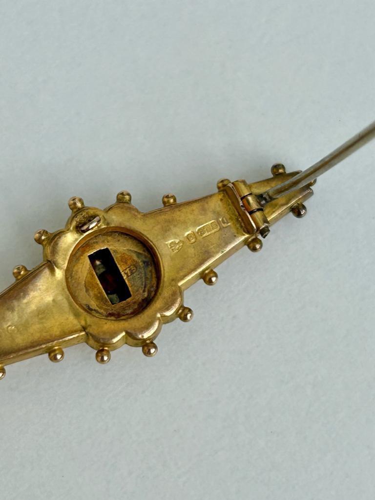 Antique Yellow Gold Ruby and Diamond 3 Star Bar Brooch - Image 6 of 6