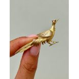 Large 9ct Yellow Gold Bird Brooch with Ruby Eyes