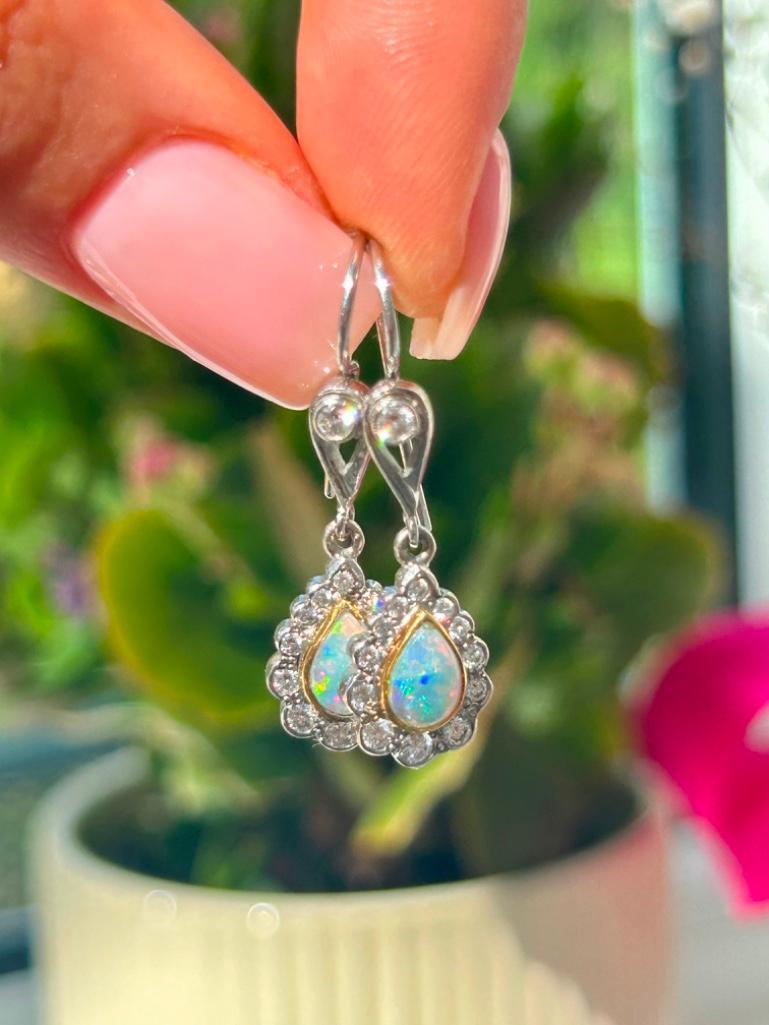 Amazing Opal and Diamond Drop Earrings in White Gold - Image 2 of 9