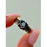 Antique Gold Forget Me Not Enamel Gold Ring with Hair Surround