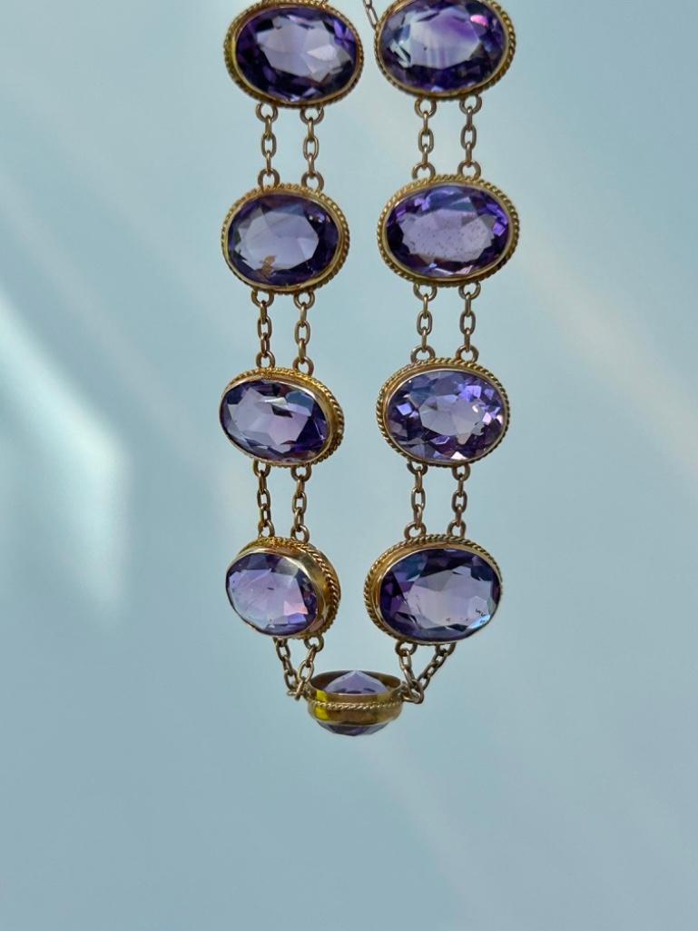 9ct Gold Amethyst Riviere Style Bracelet - Image 6 of 8