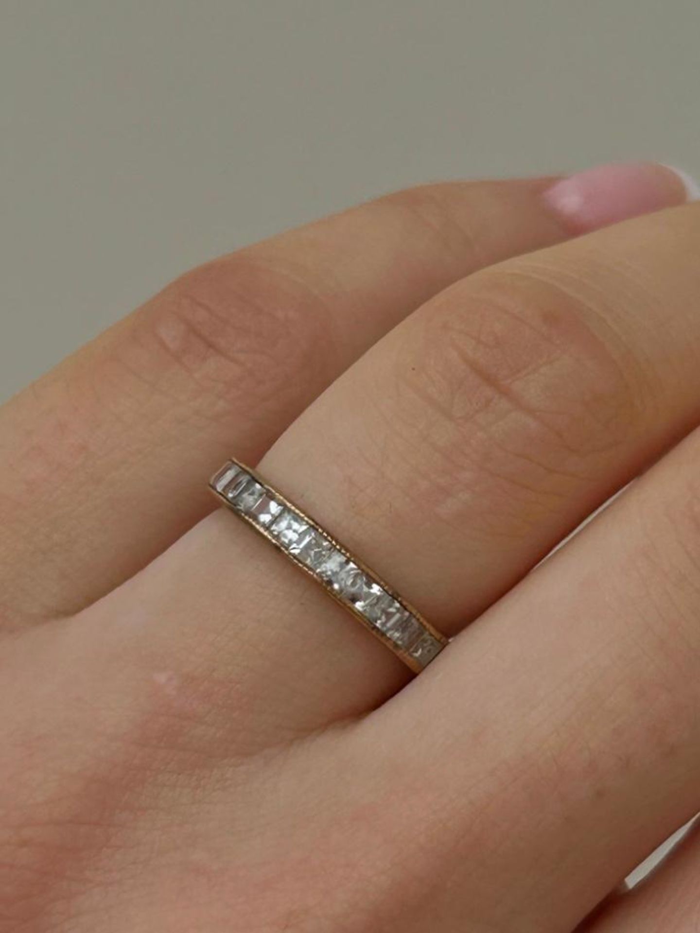 Gold Princess Cut White Sapphire Full Eternity Band Ring - Image 2 of 6