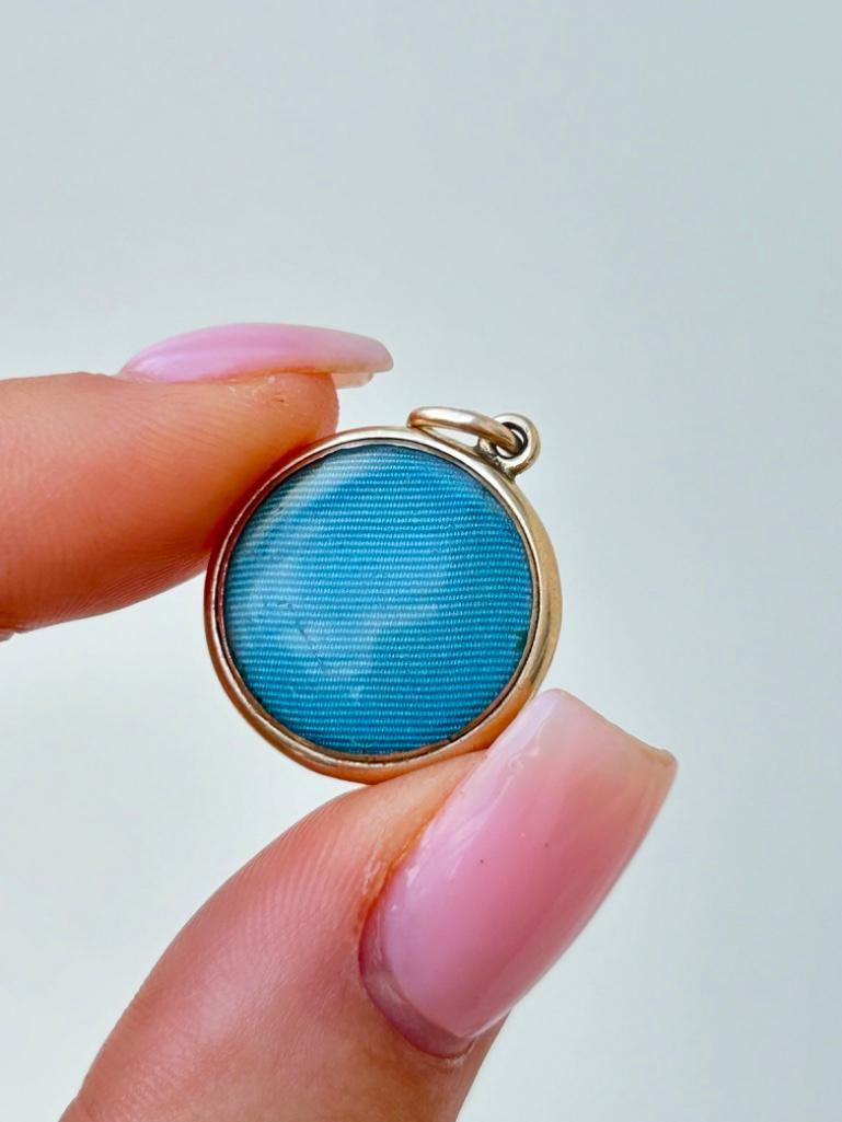 Antique Gold and Turquoise Locket Back Pendant - Image 3 of 3