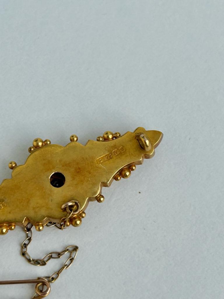 Antique 15ct Yellow Gold Diamond 3 Star Bar Brooch - Image 5 of 5