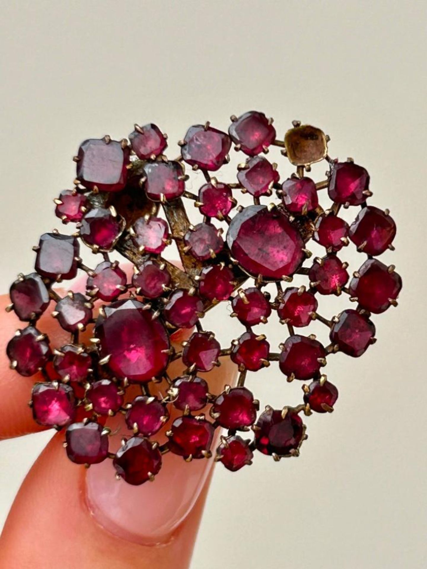 Antique Flat Cut Garnet Large Clip