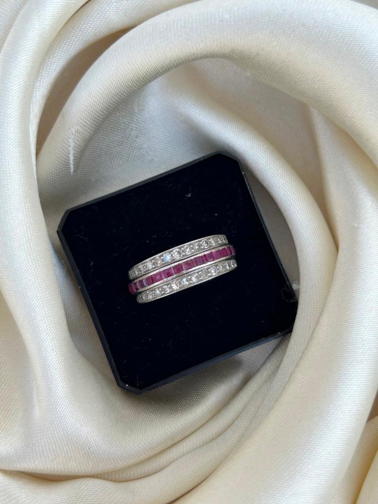 Antique Art Deco Day and Night Sapphire Ruby and Diamond Flip Ring - Image 7 of 8